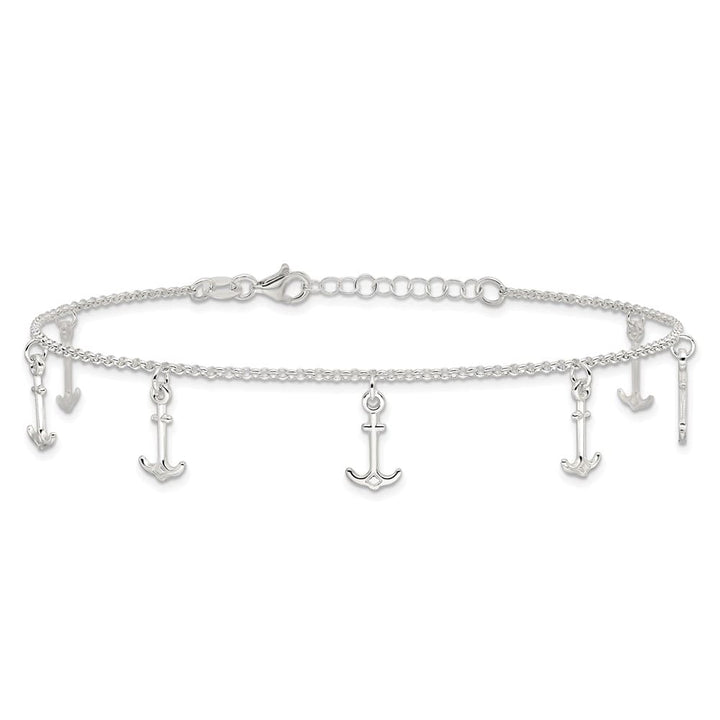 Sterling Silver Anchor Charms Anklet