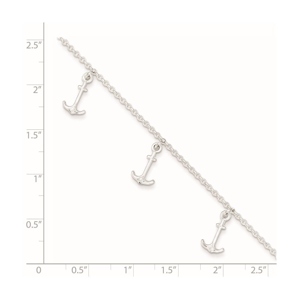 Sterling Silver Anchor Charms Anklet