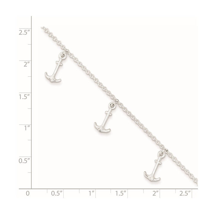 Sterling Silver Anchor Charms Anklet