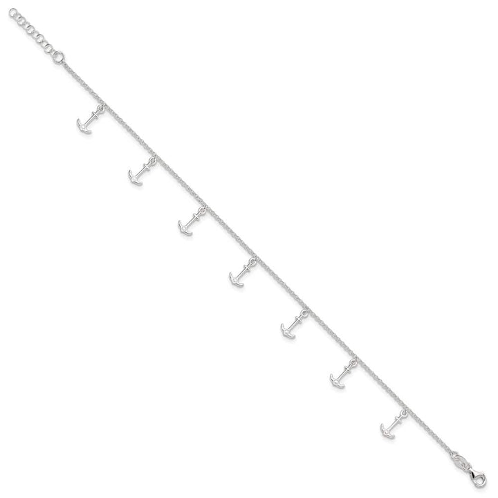 Sterling Silver Anchor Charms Anklet