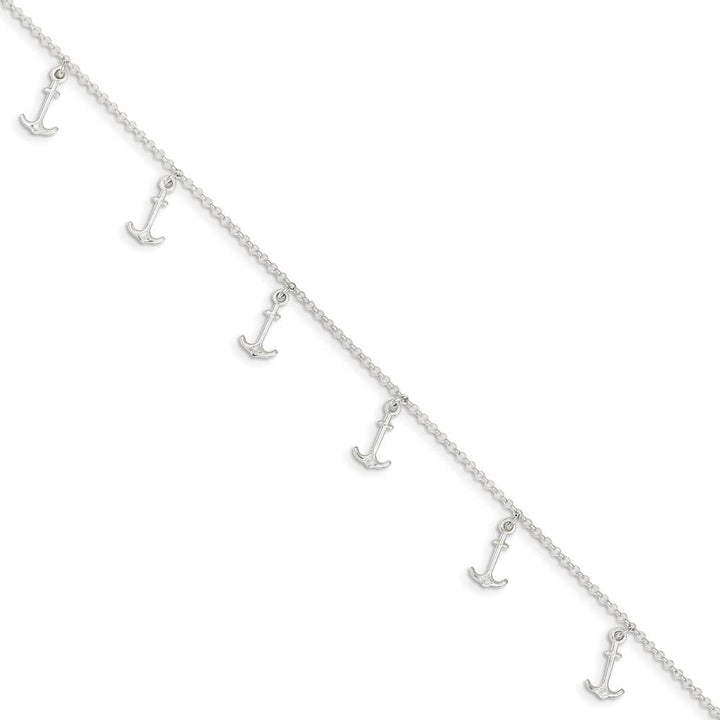 Sterling Silver Anchor Charms Anklet
