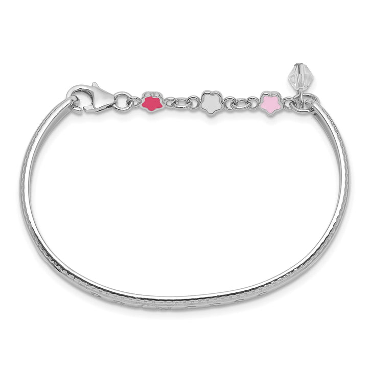 Sterling Silver and Beaded Crystal and Princess with Chain Baby Bangle