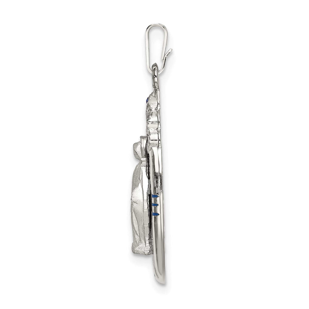 Sterling Silver and D/C Epoxy and Crystal Miraculous Medal Pendant