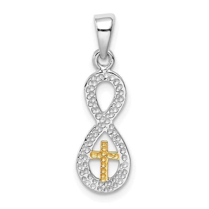 Sterling Silver and Gold-tone Cross Infinity Pendant