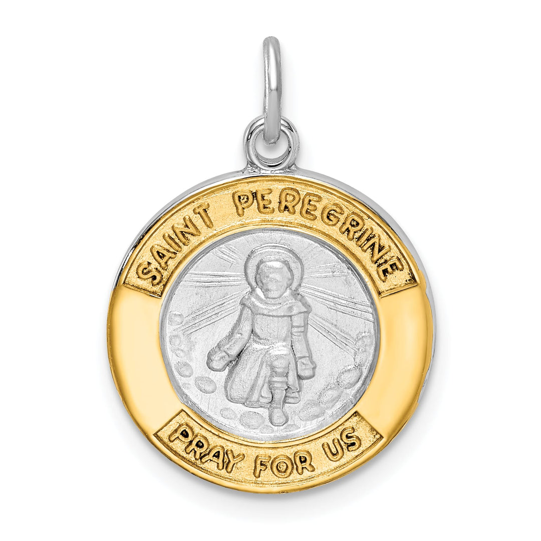 Sterling Silver and Gold-tone St Peregrine Medal