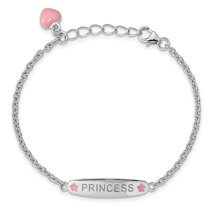 Sterling Silver and Pink Enameled Princess Children's Bracelet