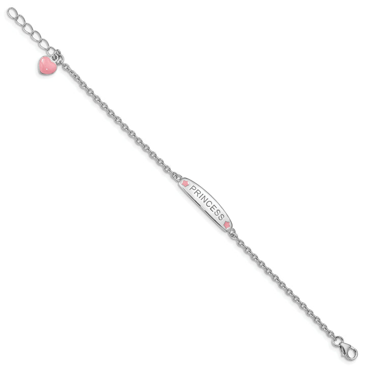 Sterling Silver and Pink Enameled Princess Children's Bracelet