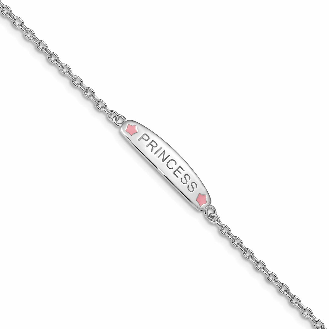 Sterling Silver and Pink Enameled Princess Children's Bracelet