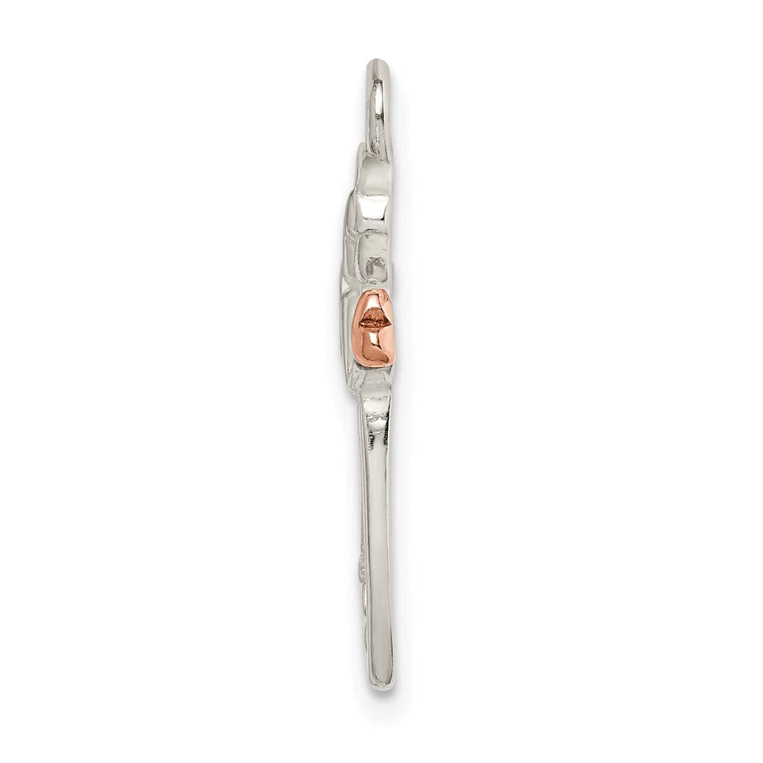 Sterling Silver and Rose-tone Polished Angel Pendant
