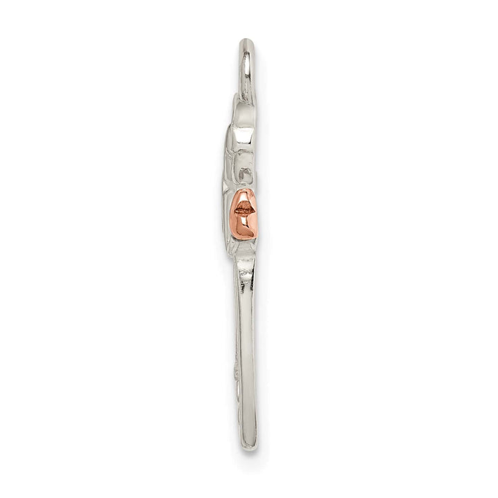 Sterling Silver and Rose-tone Polished Angel Pendant