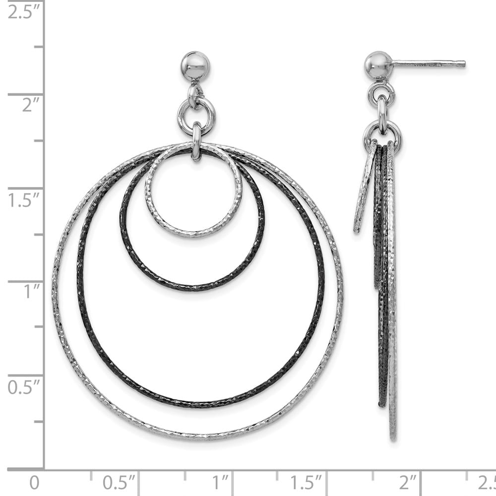 Sterling Silver and Ruthenium D.C. Post Hoop Earrings