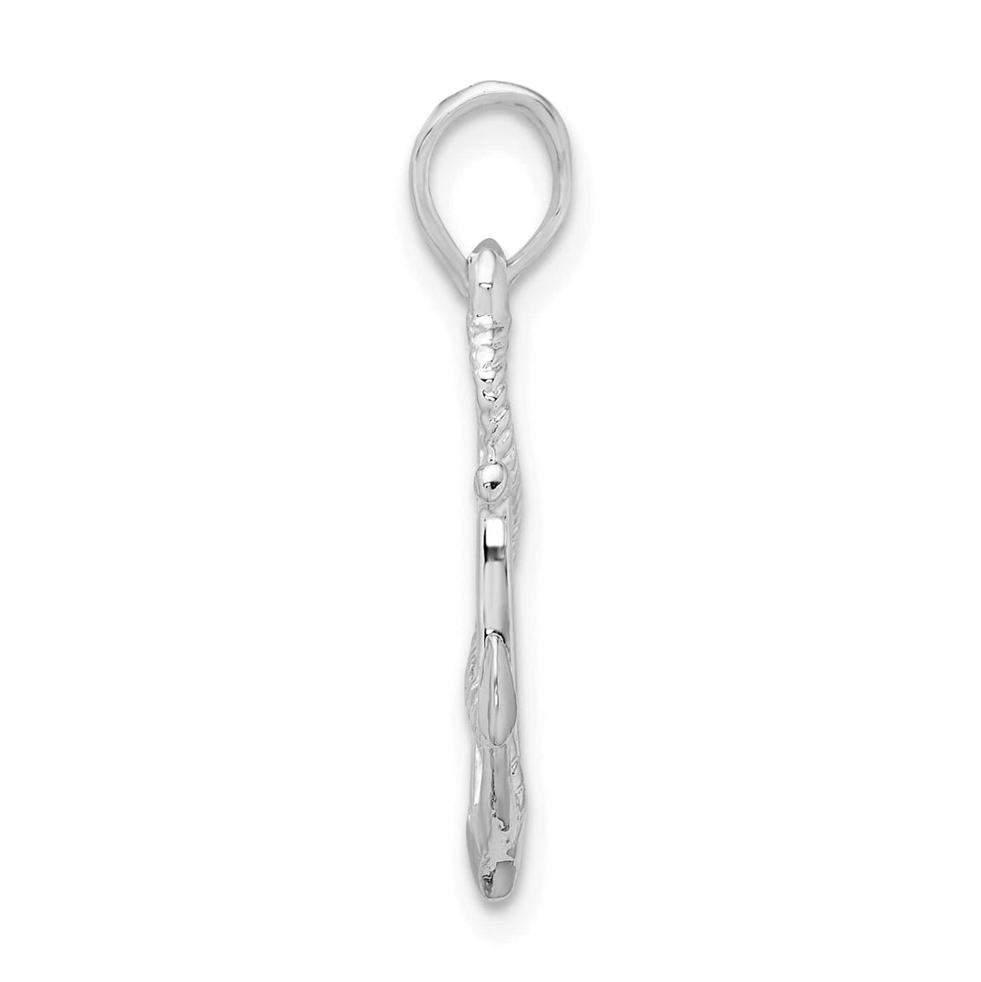 Sterling Silver and Textured 3D Anchor with Rope Pendant