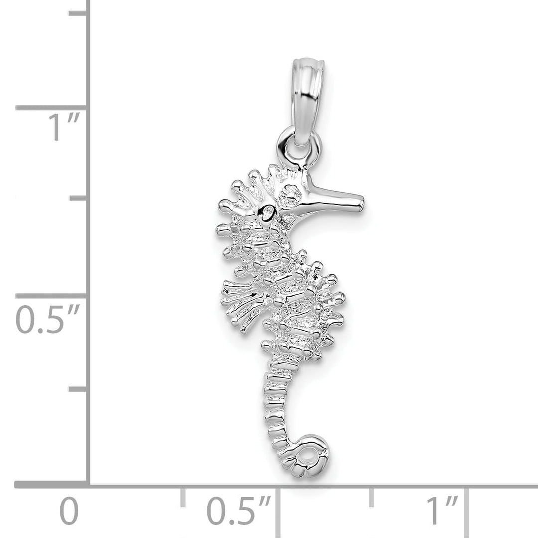 Sterling Silver and Textured 3D Seahorse Pendant