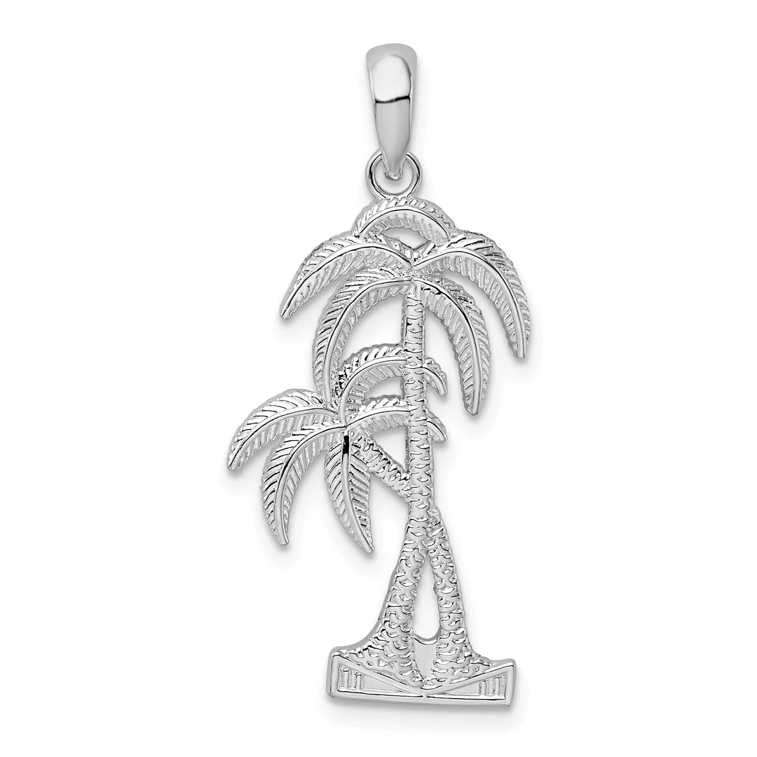 Sterling Silver and Textured Double Palm Tree Pendant