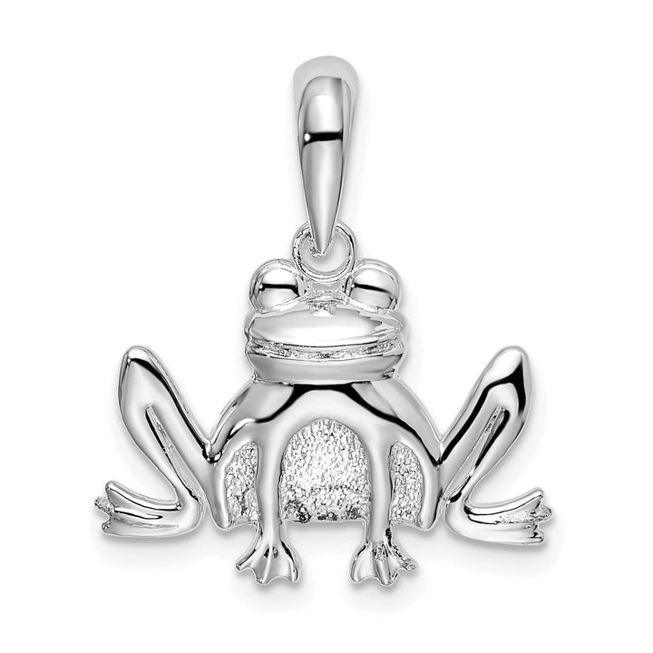 Sterling Silver and Textured Sitting Frog Pendant