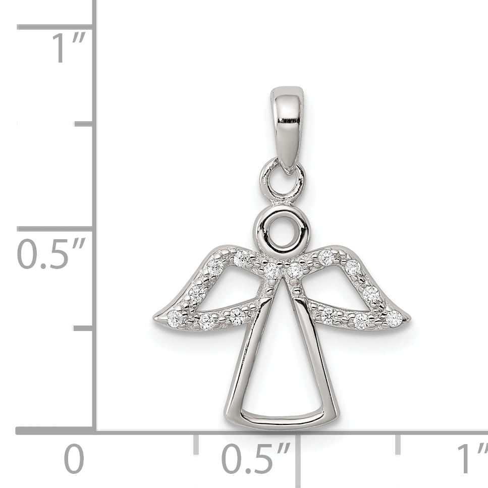 Sterling Silver Angel with CZ Wings Pendant