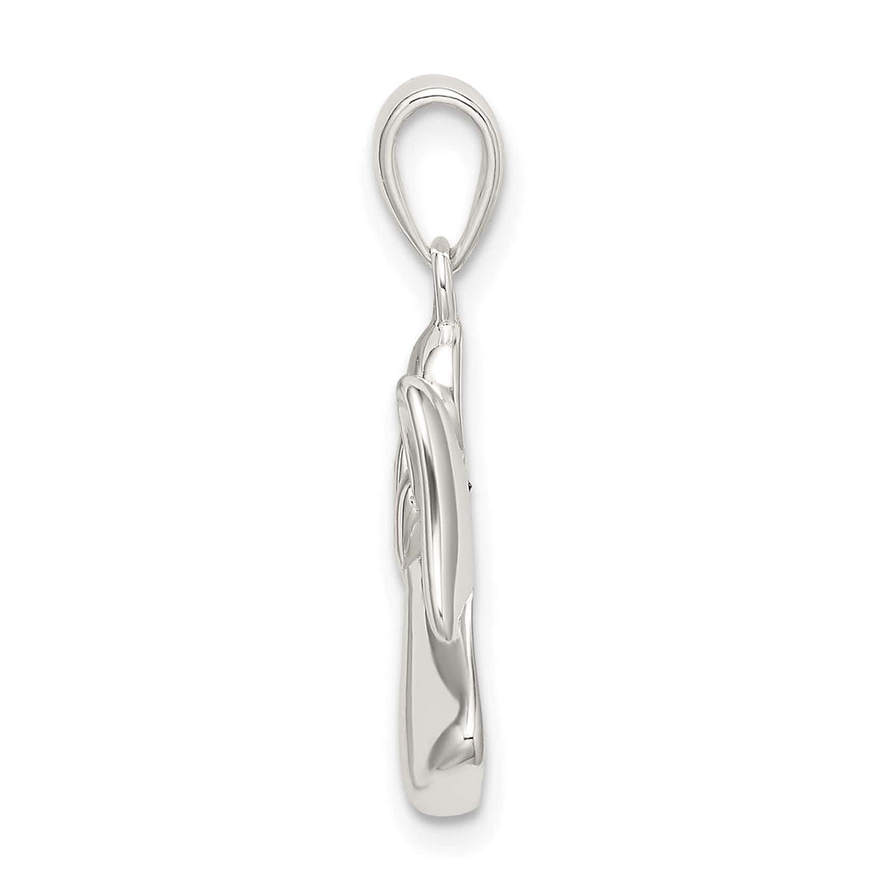 Sterling Silver Angel with Dark Red CZ Heart Pendant