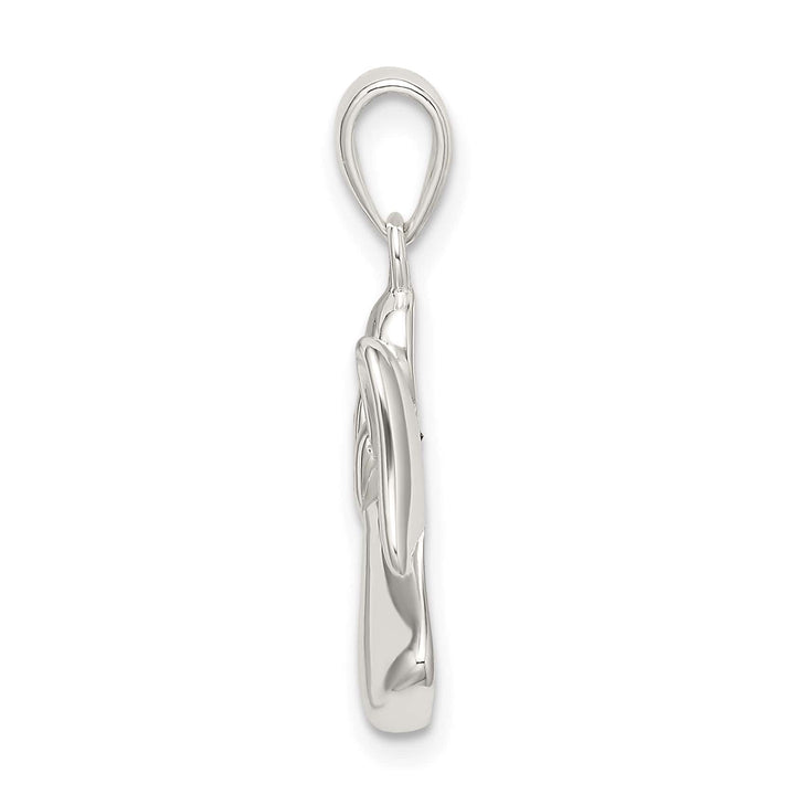 Sterling Silver Angel with Dark Red CZ Heart Pendant