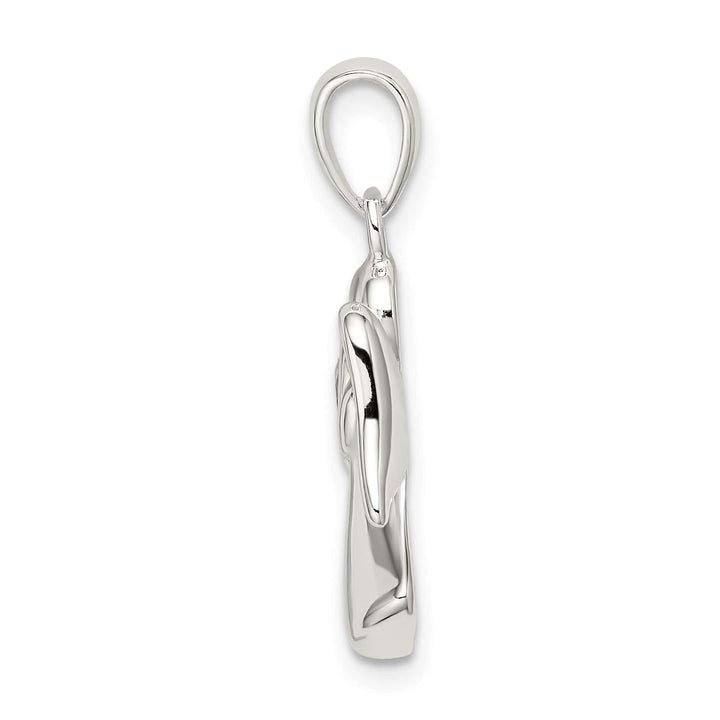 Sterling Silver Angel with Light Blue CZ Heart Pendant