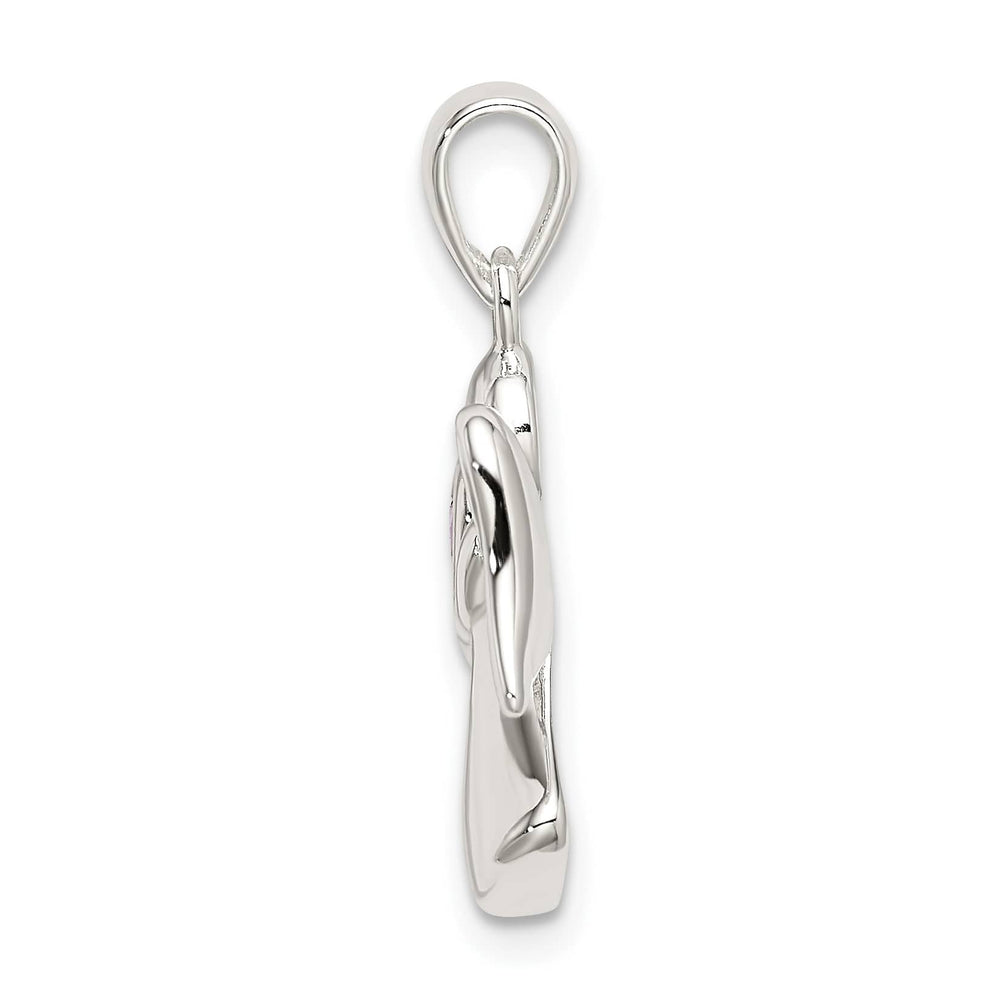 Sterling Silver Angel with Light Purple CZ Heart Pendant