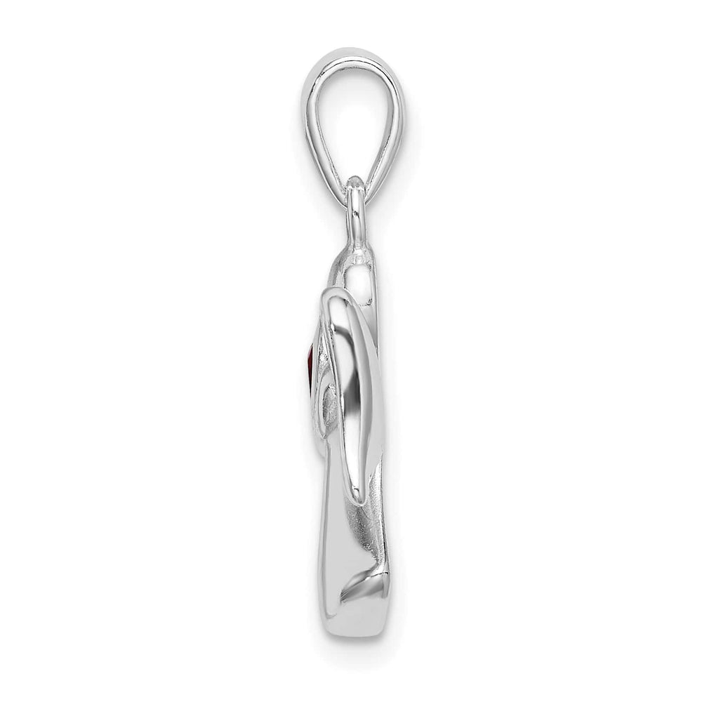 Sterling Silver Angel with Red CZ Heart Pendant
