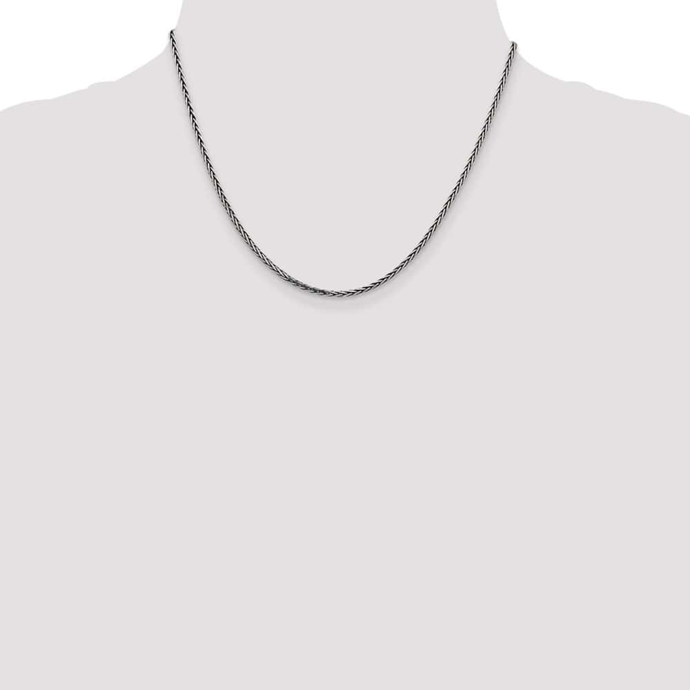 Sterling Silver Antiqued 2.2mm Solid Square Spiga Chain Size 18