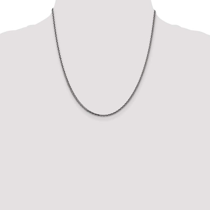 Sterling Silver Antiqued 2.2mm Solid Square Spiga Chain Size 20