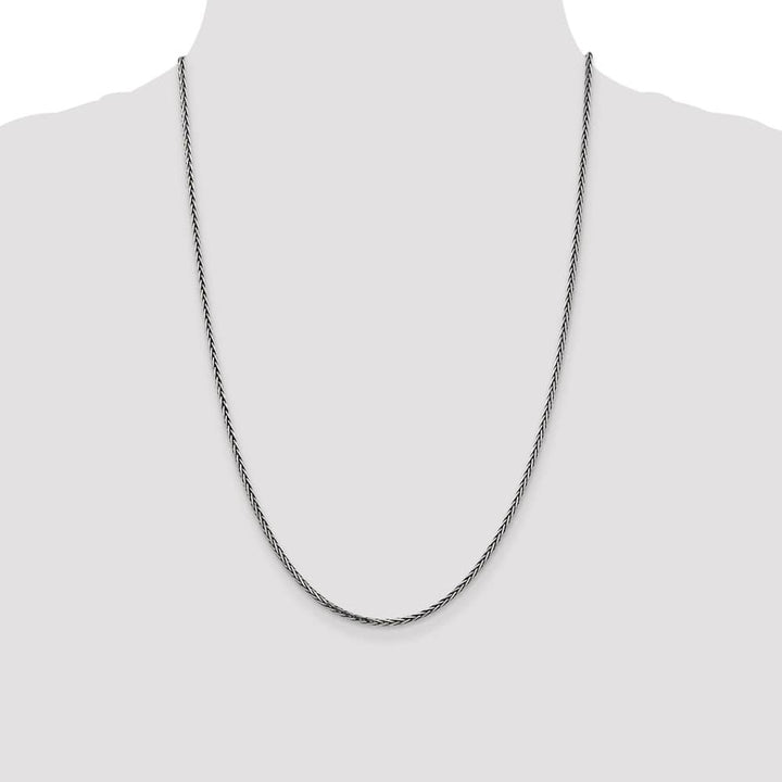 Sterling Silver Antiqued 2.2mm Solid Square Spiga Chain Size 24