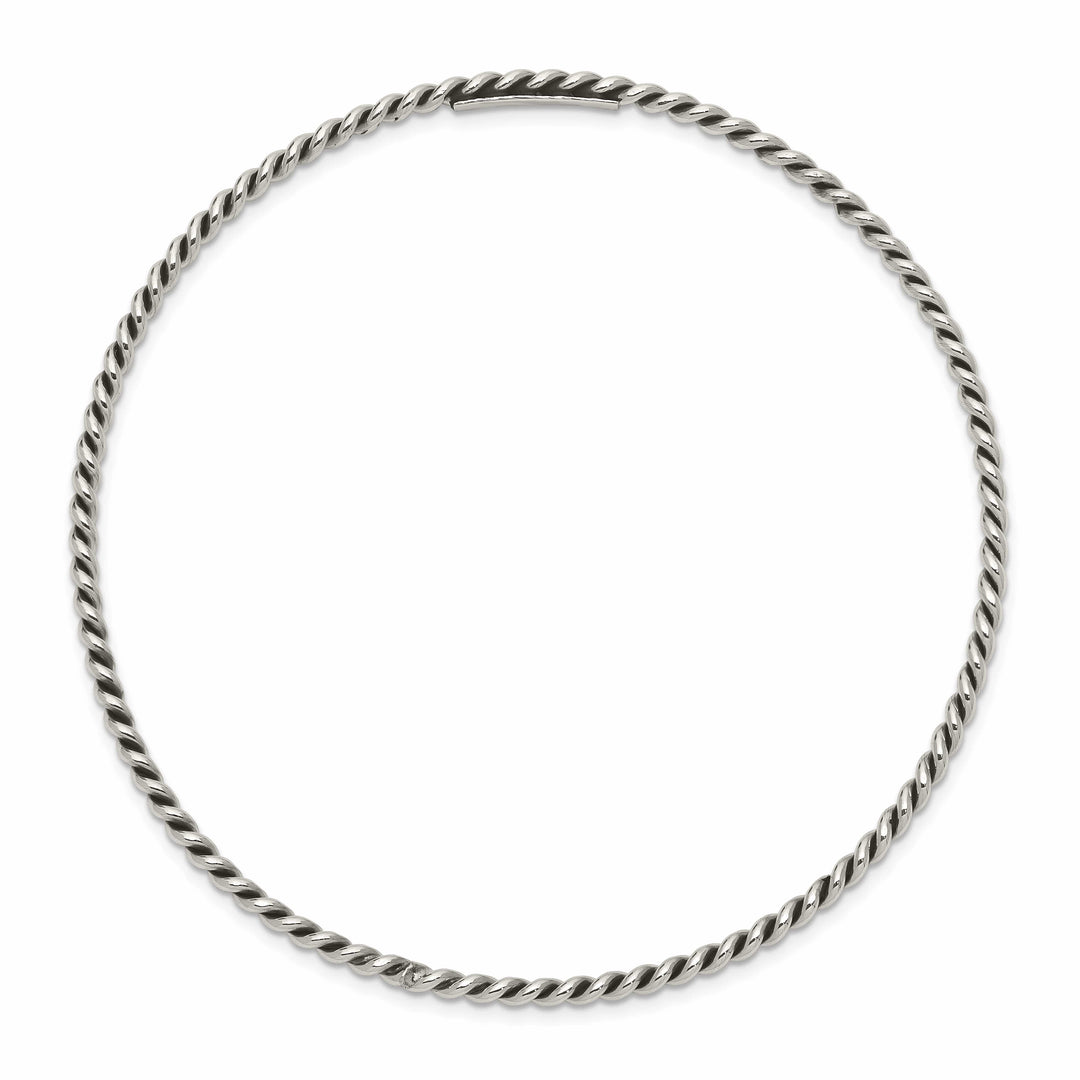 Sterling Silver Antiqued 2mm Twisted Slip-on Bangle