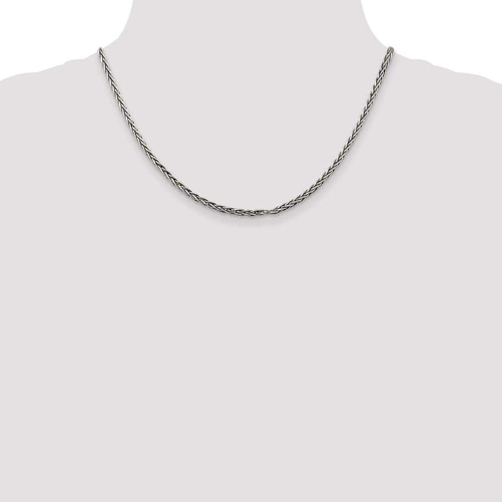 Sterling Silver Antiqued 3.25mm Solid Square Spiga Chain Size 18