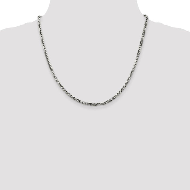 Sterling Silver Antiqued 3.25mm Solid Square Spiga Chain Size 20