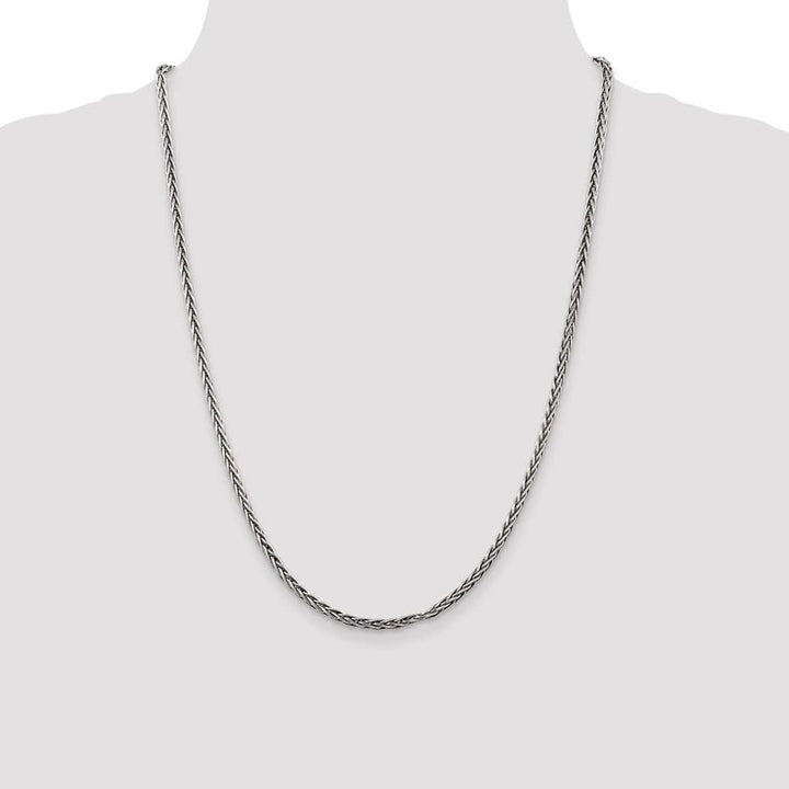 Sterling Silver Antiqued 3.25mm Solid Square Spiga Chain Size 24