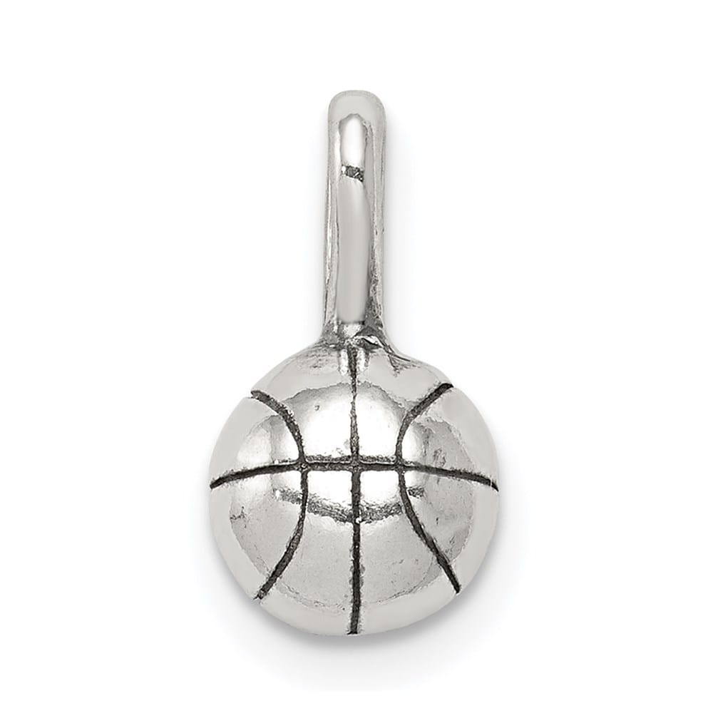 Sterling Silver Antiqued 3-D Basketball Charm