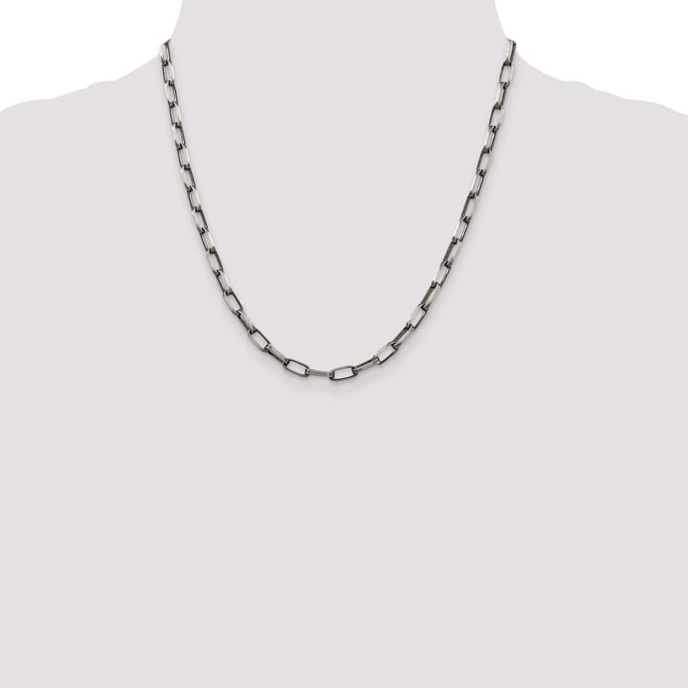 Sterling Silver Antiqued 4.8mm Elongated Open Link Chain Size 20