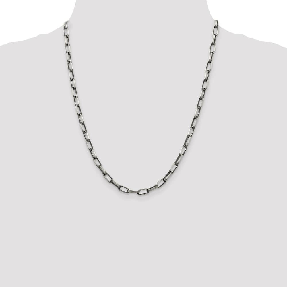 Sterling Silver Antiqued 4.8mm Elongated Open Link Chain Size 22