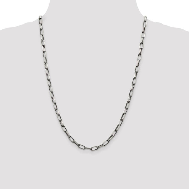 Sterling Silver Antiqued 4.8mm Elongated Open Link Chain Size 24