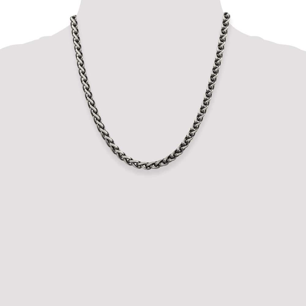 Sterling Silver Antiqued 6mm Round Spiga Chain Size 20
