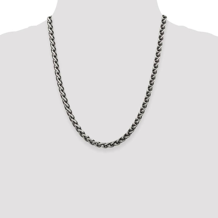 Sterling Silver Antiqued 6mm Round Spiga Chain Size 22