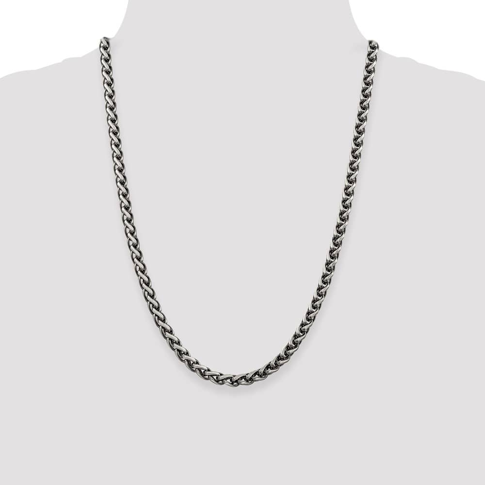Sterling Silver Antiqued 6mm Round Spiga Chain Size 24