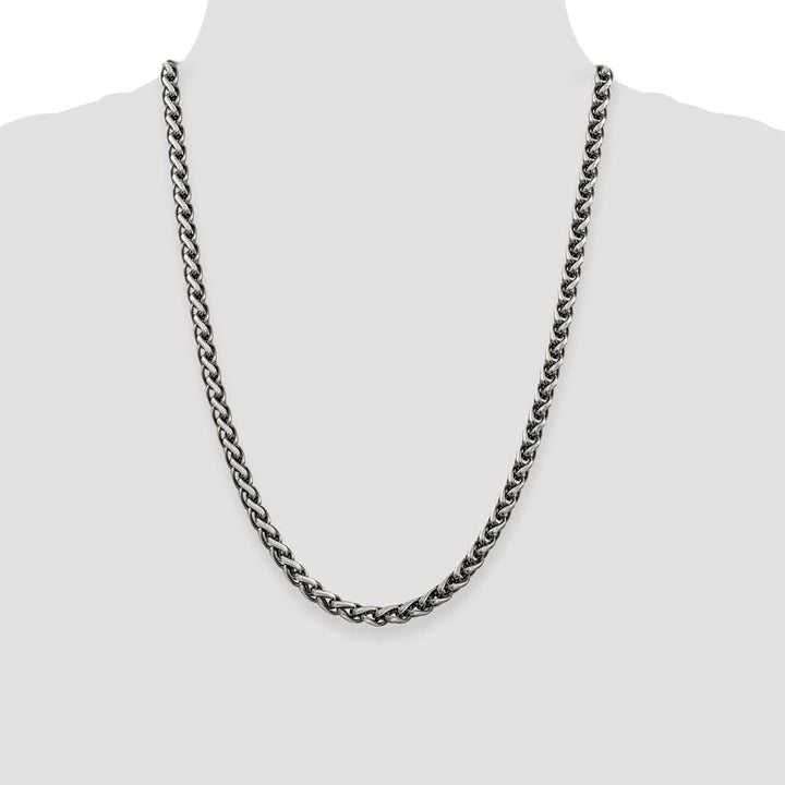 Sterling Silver Antiqued 6mm Round Spiga Chain Size 24
