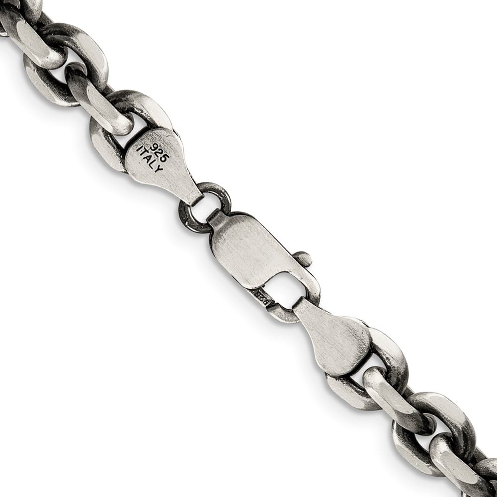 Sterling Silver Antiqued 7.0mm D.C. Elongated Open Link Chain