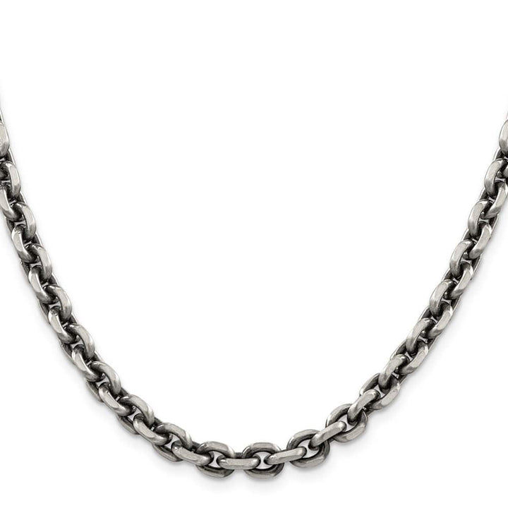 Sterling Silver Antiqued 7.0mm D.C. Elongated Open Link Chain