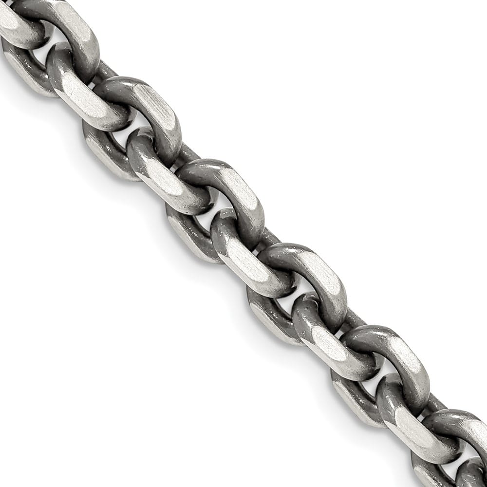 Sterling Silver Antiqued 7.0mm D.C. Elongated Open Link Chain