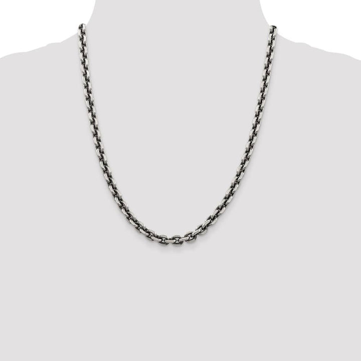 Sterling Silver Antiqued 7.0mm D.C. Elongated Open Link Chain Size 22