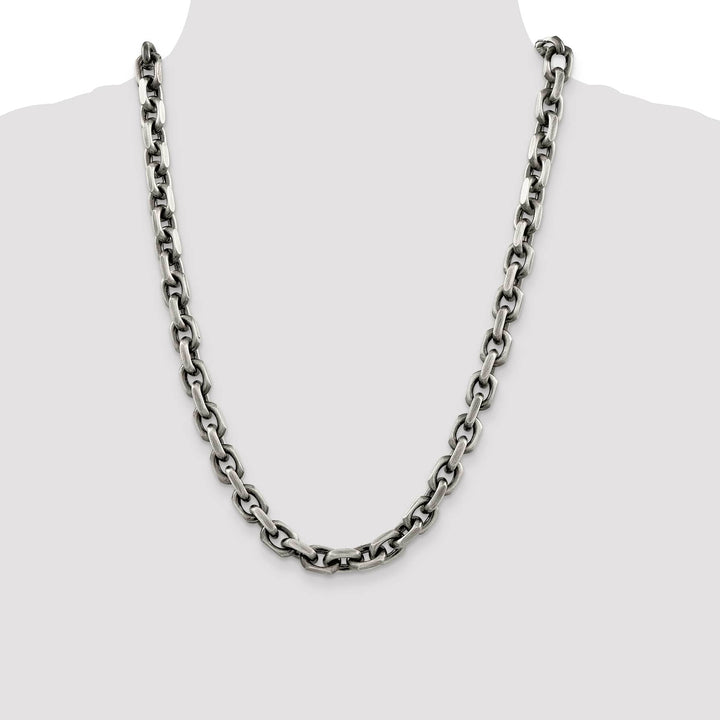 Sterling Silver Antiqued 8.6mm D.C. Elongated Open Link Chain