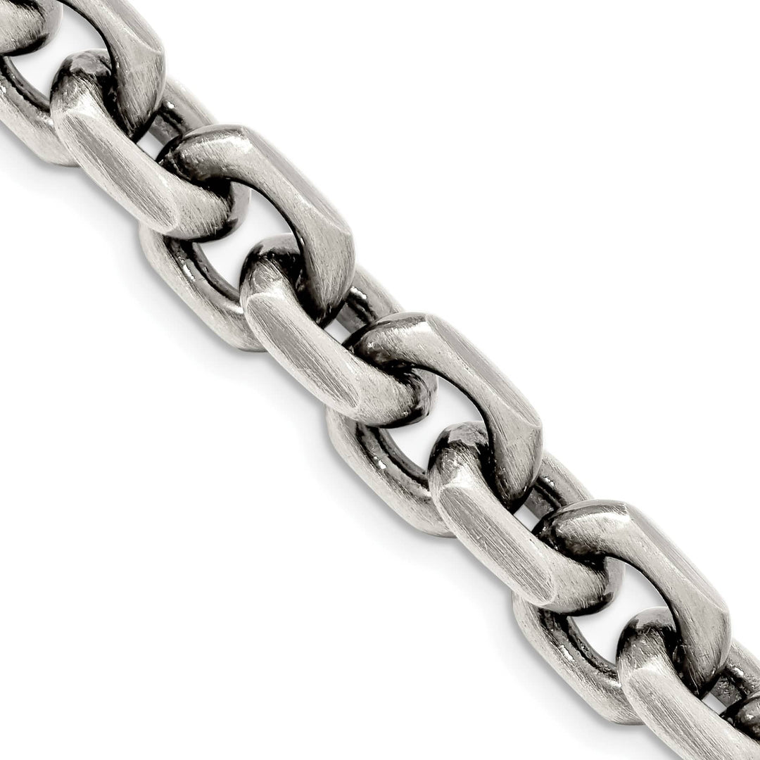 Sterling Silver Antiqued 8.6mm D.C. Elongated Open Link Chain
