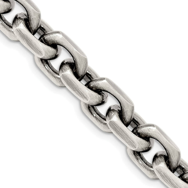 Sterling Silver Antiqued 8.6mm D.C. Elongated Open Link Chain
