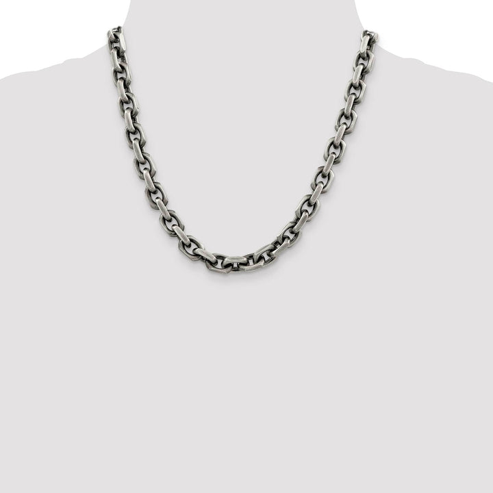 Sterling Silver Antiqued 8.6mm D.C. Elongated Open Link Chain