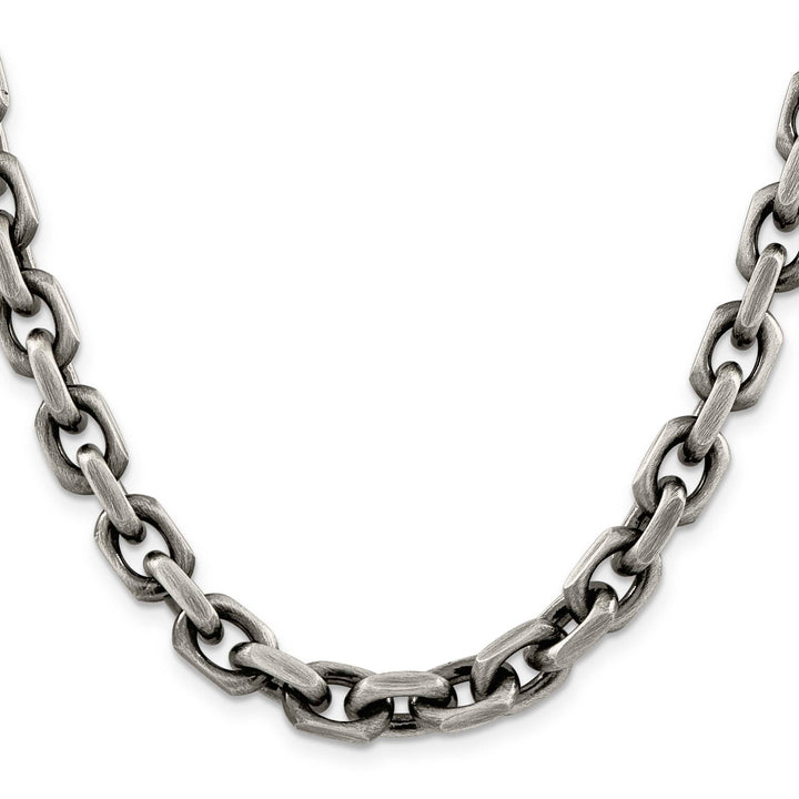 Sterling Silver Antiqued 8.6mm D.C. Elongated Open Link Chain