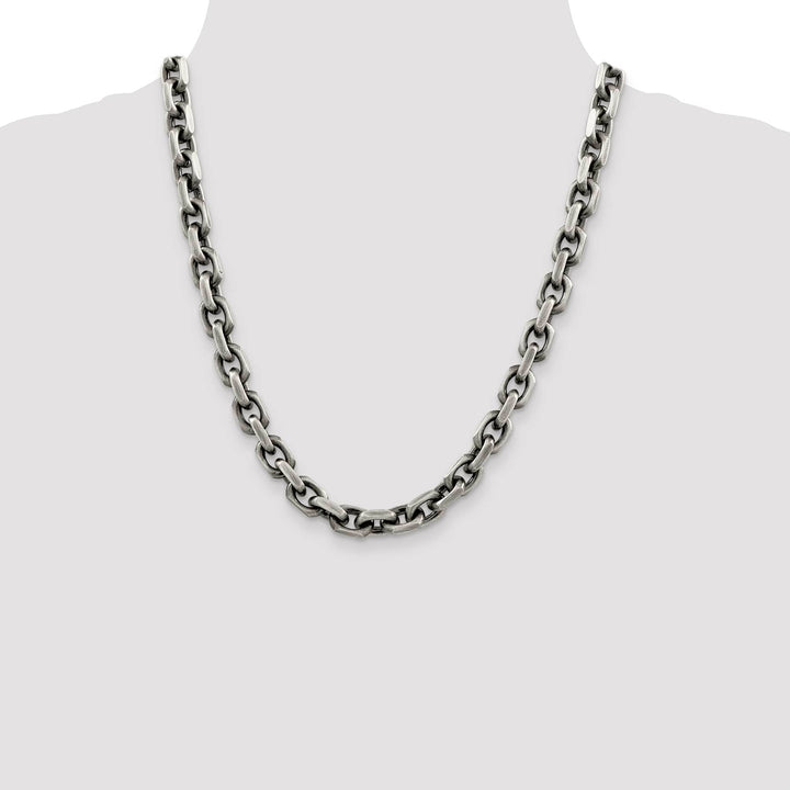 Sterling Silver Antiqued 8.6mm D.C. Elongated Open Link Chain